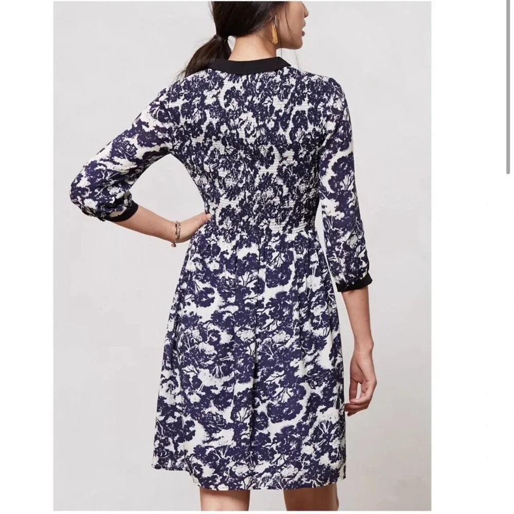 Anthropologie Sketchbook Shirt Dress size 6 P petite Edme & Esyllte navy white S